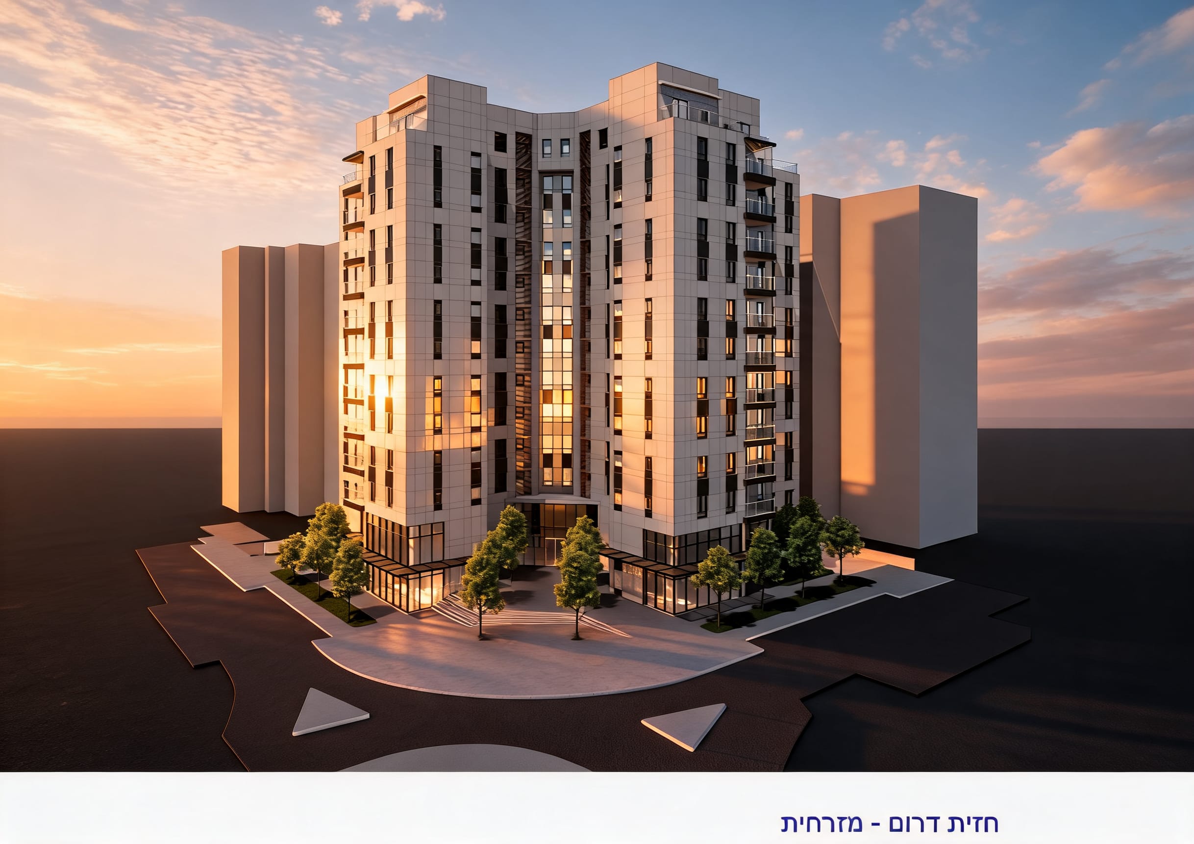 Exterior rendering of the Yehuda Amichai 5 residential building in Lamed, northern Tel Aviv